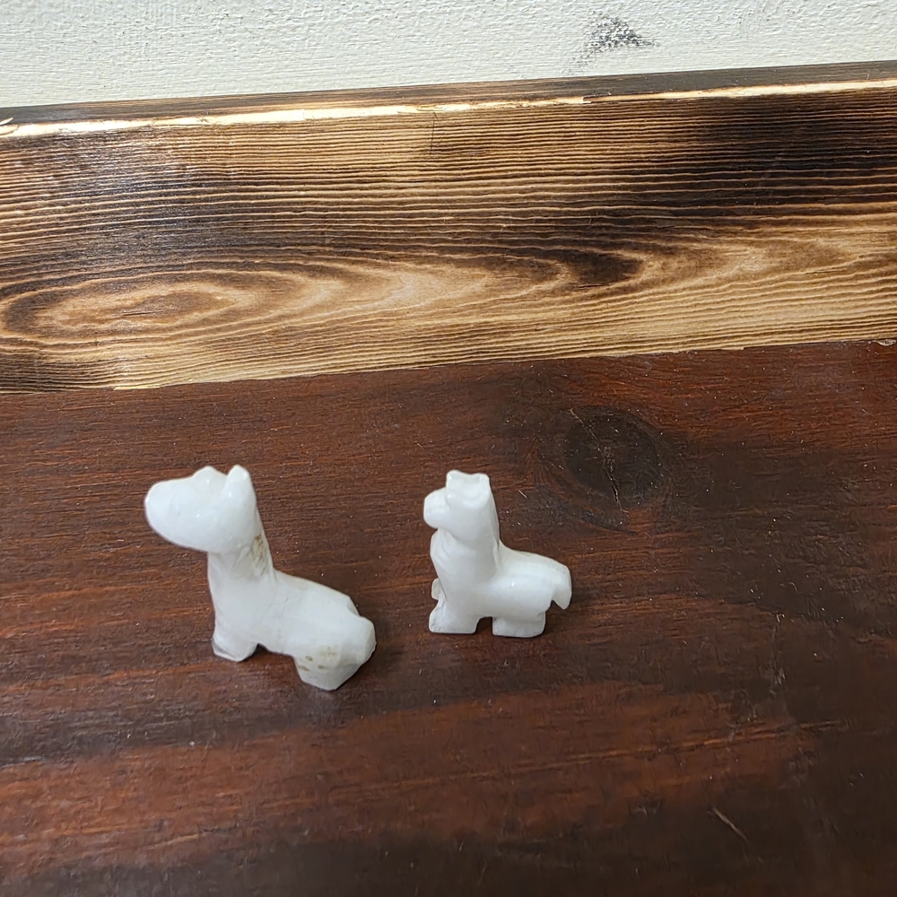 Pair of Miniature White Onyx Giraffe Figurines